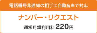 電話番号非通知の相手に自動音声で対応 ナンバー・リクエスト 通常月額利用料220円
